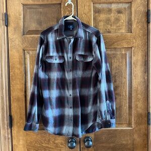 GEORGE Grey/Black/Maroon Men's Flannel Shirt - Size Large Tall